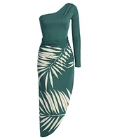 Jluxlabel Women's One Shoulder Palm Print Dress