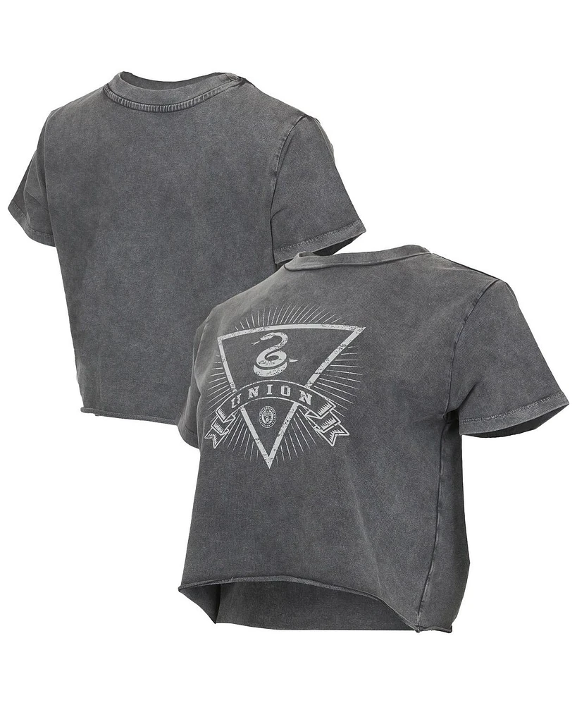 Concepts Sport Women's Charcoal Philadelphia Union Distressed Market Cropped T-Shirt