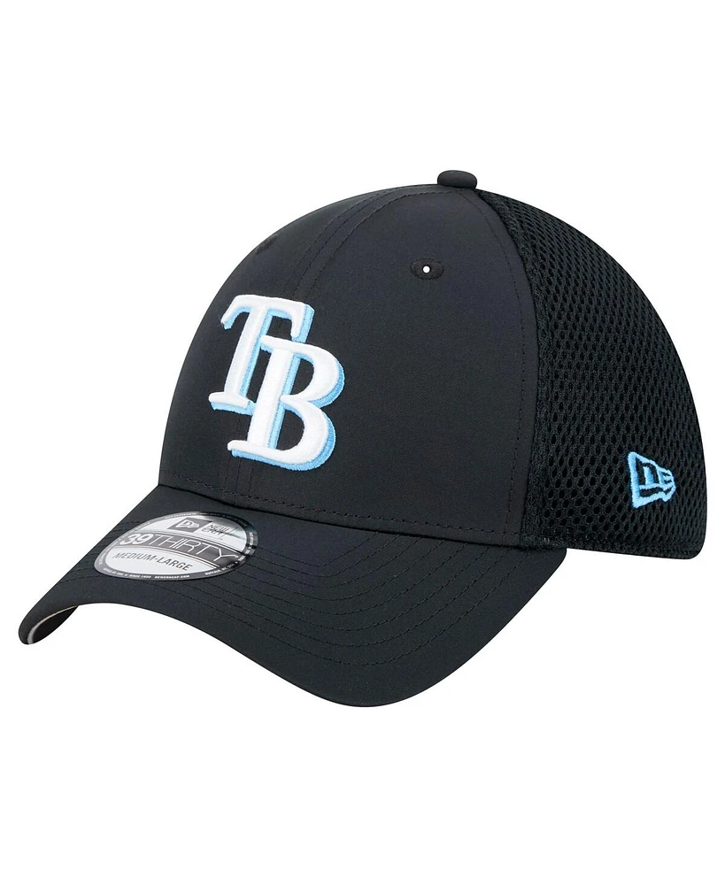 New Era Men's Black Tampa Bay Rays Team Tone 39THIRTY Flex Hat