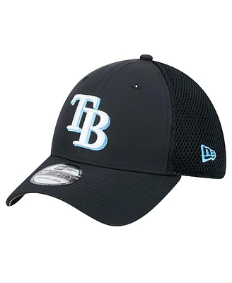 New Era Men's Black Tampa Bay Rays Team Tone 39THIRTY Flex Hat