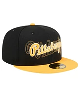 New Era Men's Black Pittsburgh Pirates Shadow Stitch 59FIFTY Fitted Hat