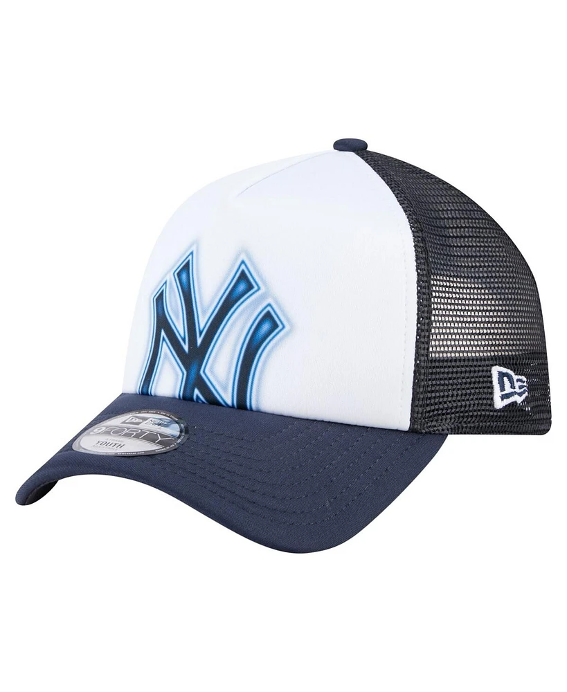 New Era Toddler White/Navy New York Yankees Painted A-Frame 9FORTY Trucker Adjustable Hat