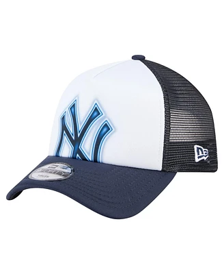 New Era Toddler White/Navy New York Yankees Painted A-Frame 9FORTY Trucker Adjustable Hat