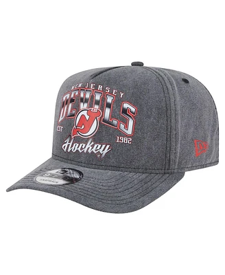 New Era Men's Charcoal New Jersey Devils Throwback Washed A-Frame Pre-Curved 9FIFTY Snapback Hat