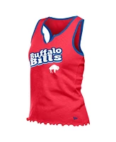 New Era Women's Red Buffalo Bills Lettuce Hem Notch Neck Tri-Blend Tank Top