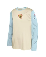 Nike Big Boys and Girls Tan San Antonio Spurs 2024/25 City Edition Pregame Performance Long Sleeve Shooting T-Shirt