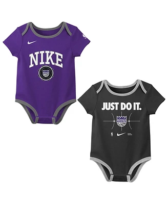 Nike Baby Boys and Girls 2-Pack Purple/Black Sacramento Kings Just Do It Bodysuit Set