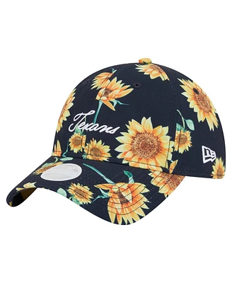 New Era Women's Navy Houston Texans Adventure Sunflower 9TWENTY Adjustable Hat