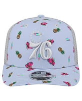 New Era Men's Light Blue/Gray Philadelphia 76ers Adventure Aloha Pattern 9SEVENTY Stretch-Snap Hat