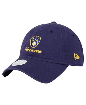 New Era Women's Navy Milwaukee Brewers Preppy Team 9TWENTY Adjustable Hat