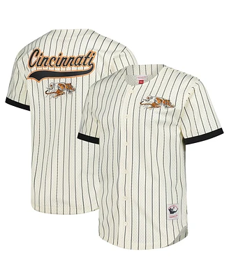 Mitchell & Ness Men's Cream Cincinnati Bengals Final Seconds Vintage Logo Mesh Button-Up Shirt