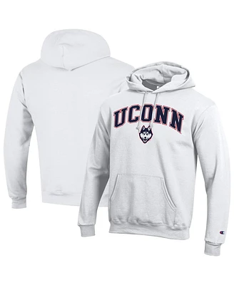Champion Men's White UConn Huskies Arched Logo Fleece Pullover Hoodie