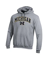 Champion Men's Heather Gray Michigan Wolverines Arch Over Logo Pullover Hoodie