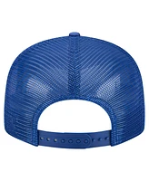 New Era Men's Royal New York Mets Split Panel 9FIFTY Trucker Snapback Hat