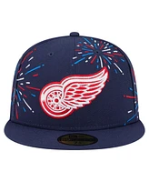 New Era Men's Navy Detroit Red Wings Americana Fireworks 59FIFTY Fitted Hat