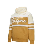 Mitchell & Ness Men's Tan/Cream Los Angeles Dodgers Head Coach Pullover Hoodie