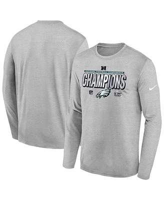 Nike Big Boys and Girls Heather Gray Philadelphia Eagles 2024 Nfc Champions Locker Room Trophy Collection Long Sleeve T-Shirt