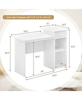 Computer Desk with Drawer Modern Laptop Pc Desk with Adjustable Shelf and Cable Hole