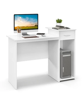 Computer Desk with Drawer Modern Laptop Pc Desk with Adjustable Shelf and Cable Hole