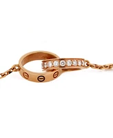 Pre-Owned Cartier Love Interlocking Necklace 18K Rose Gold with Diamonds