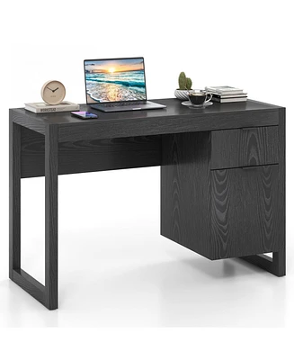 Modern Computer Desk Writing Workstation with Cabinet and Drawer