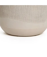 LuxenHome Tan -Inch Tall Round MgO Planter