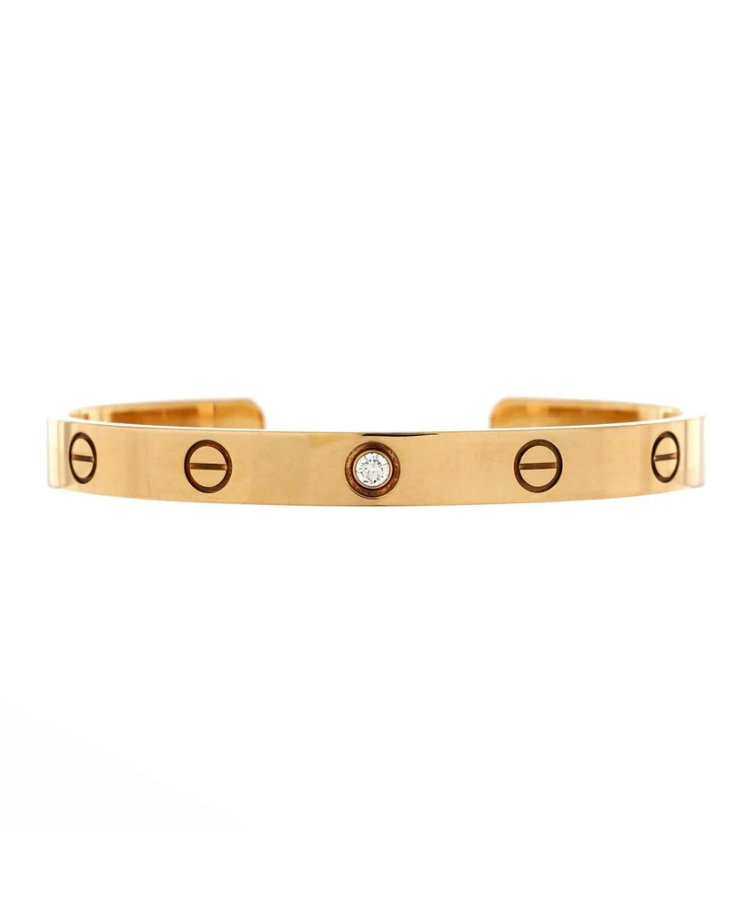 Pre-Owned Cartier Love 1 Diamond Cuff Bracelet 18K Gold with Diamond