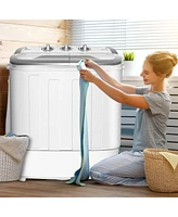 Gymax 8lbs Compact Mini Twin Tub Washing Machine Washer Spinner