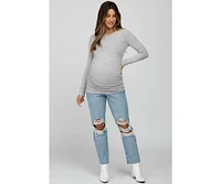 Pinkblush Maternity Heather Grey Soft Knit Ruched Top
