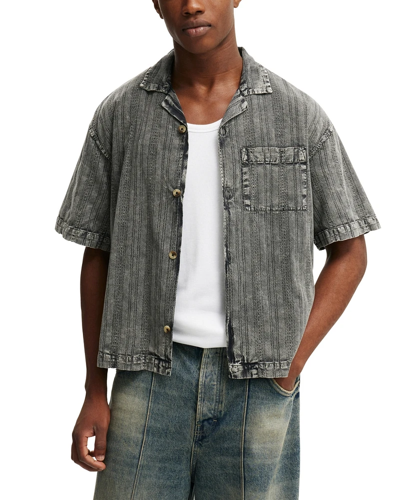 Cotton On Men's Washed Box Fit Short Sleeve Shirt