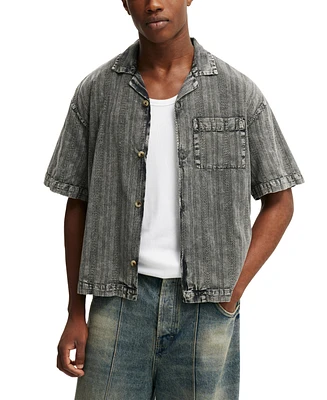 Cotton On Men's Washed Box Fit Short Sleeve Shirt
