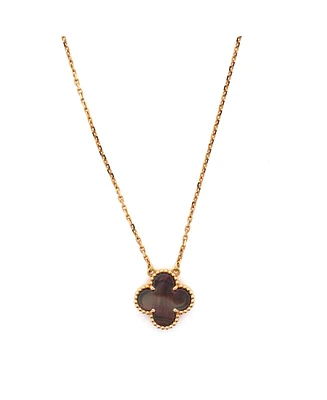 Pre-Owned Van Cleef & Arpels Vintage Alhambra Pendant Necklace 18K Rose Gold and Grey Mother of Pearl