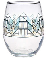 Frank Lloyd Wright Lake Geneva Tulip Stemless Wine Glasses, Set of 4