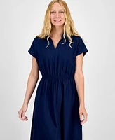 Style & Co Women's Indigo Cotton Gauze Popover Shirt Dress, Exclusively at Macy's