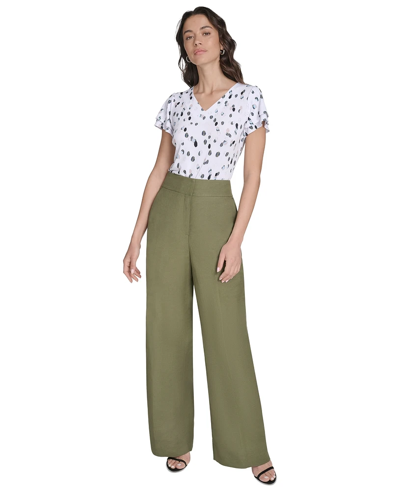 Calvin Klein Petite High-Rise Wide-Leg Pants