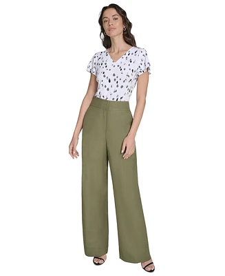 Calvin Klein Petite High-Rise Wide-Leg Pants