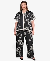 Karl Lagerfeld Paris Plus Flower-Print Button-Down Shirt