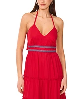 Vince Camuto Women's Crochet-Trim Tiered Maxi Dress