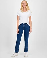 Style & Co Petite Mid-Rise Straight-Leg Denim Jeans, Exclusively at Macy's