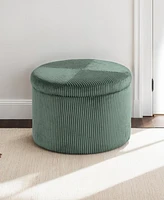 Convenience Concepts 22" Designs4Comfort Round Corduroy Shoe Storage Ottoman with Reversible Tray Lid
