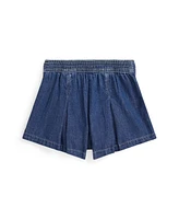 Polo Ralph Lauren Toddler and Little Girls Pleated Indigo Denim Shorts