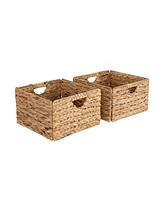 Seville Classics Handwoven Water Hyacinth Basket, 2-Pack