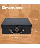 We Games Wooden Keepsake Stash Box with Old World Handle - Black Stain