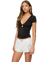 Edikted Women's Burkley Keyhole Gathered Top