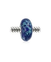 Bling Jewelry Natural Blue Jasper Round Spacer Bead Charm Bead Sterling Silver Fits European Bracelet