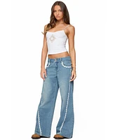 Edikted Women's Alisha Lacey Low Rise Jeans