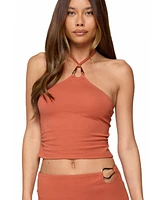 Edikted Women's Elmer Abstract Ring Halter Top