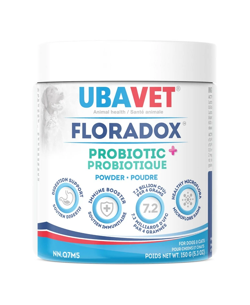 Ubavet Floradox Probiotic Powder for Dogs & Cats – Supplement for Digestive & Immune Health – 5.3 oz (150g)
