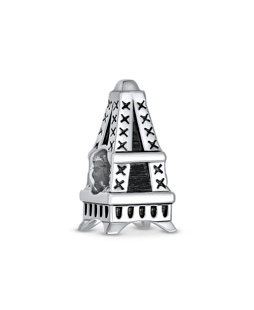 Bling Jewelry Traveler Paris Vacation Eiffel Tower Charm Bead Oxidized Sterling Silver Fits European Bracelet