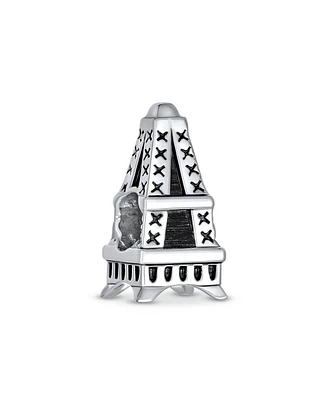 Bling Jewelry Traveler Paris Vacation Eiffel Tower Charm Bead Oxidized Sterling Silver Fits European Bracelet